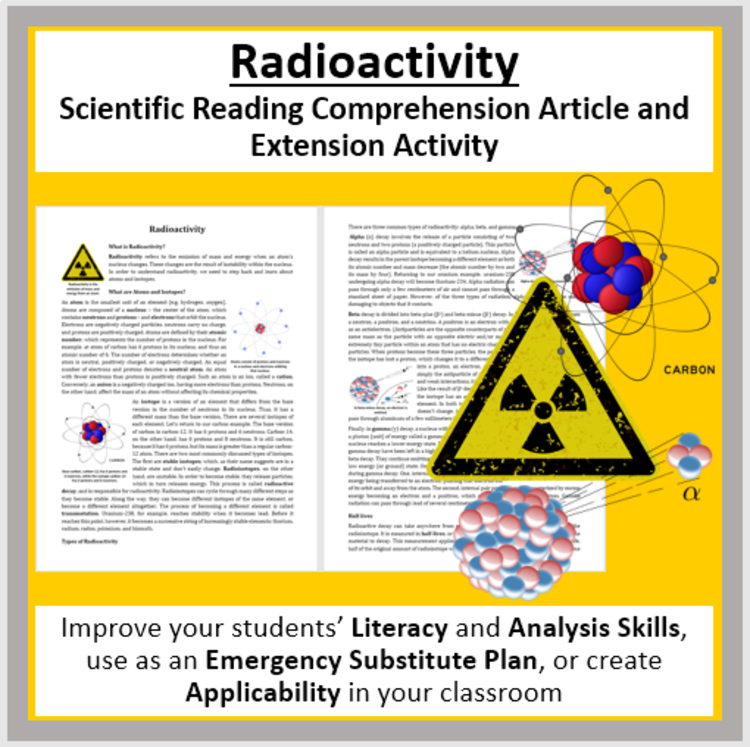 Radioactivity Reading Comprehension Passage and Questions - Grade 8 and Up