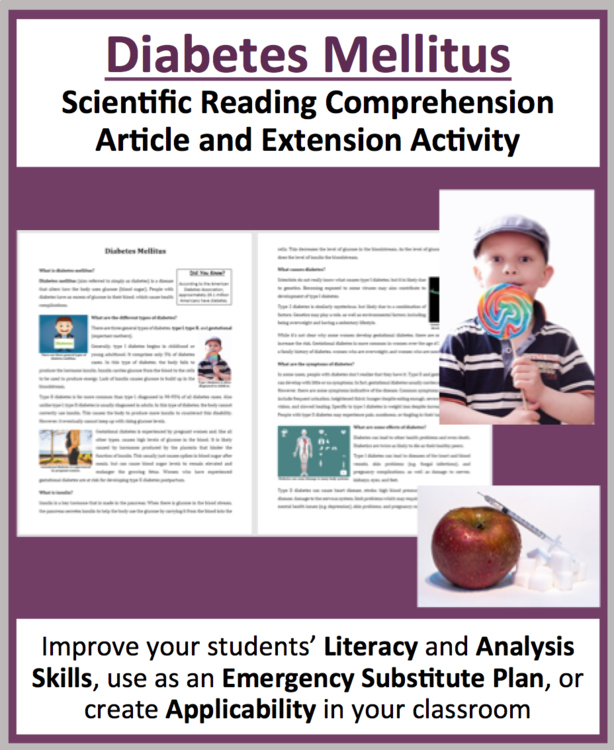 Diabetes Reading Comprehension Passage and Questions - Grade 8 and Up | Mellitus