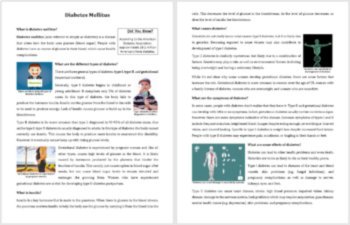 Diabetes Reading Comprehension Passage and Questions - Grade 8 and Up | Mellitus, image 2