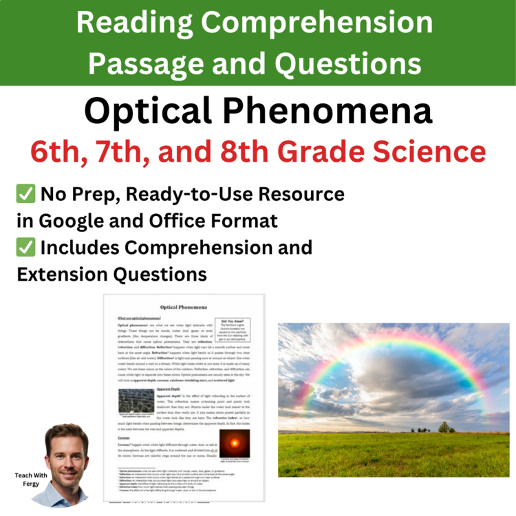 Optical Phenomena Invasive Species Reading Comprehension & Questions | 6, 7, 8th