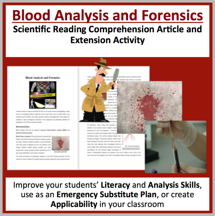 Blood Analysis and Forensics Reading Comprehension Passage - Grade 8 and Up