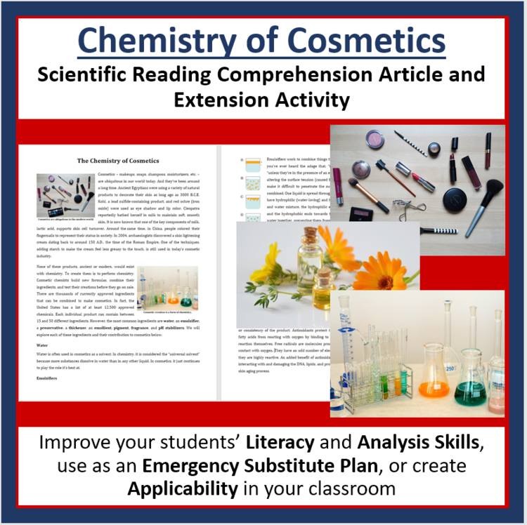 Chemistry of Cosmetics Reading Comprehension Passage - Grade 8 and Up
