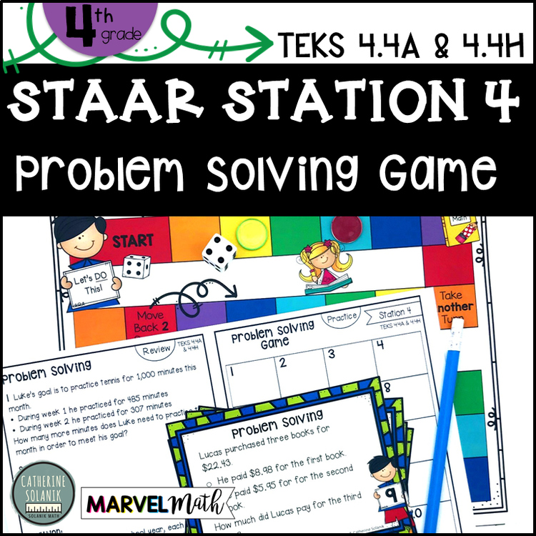 4th Grade STAAR STATION 4: PROBLEM SOLVING TEKS 4.4A 4.4H Math Center