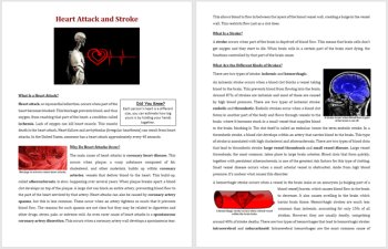 Heart Attack and Stroke Reading Comprehension Passage & Questions - Grade 8 & Up, image 2