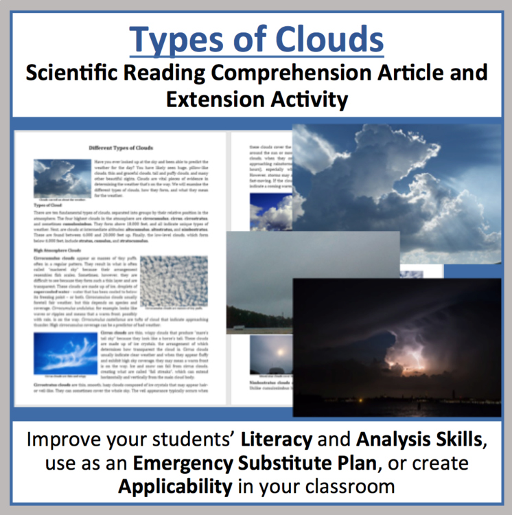 The Different Types of Clouds Reading - Grade 8 and Up | Cloud Formation