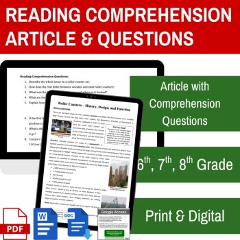 The Science of Roller Coasters Reading Comprehension & Questions | 6th, 7th, 8th, image 2