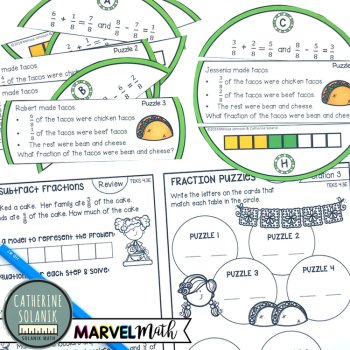 4th Grade STAAR STATION 3: FRACTIONS PUZZLES TEKS 4.3E Math Center, image 3