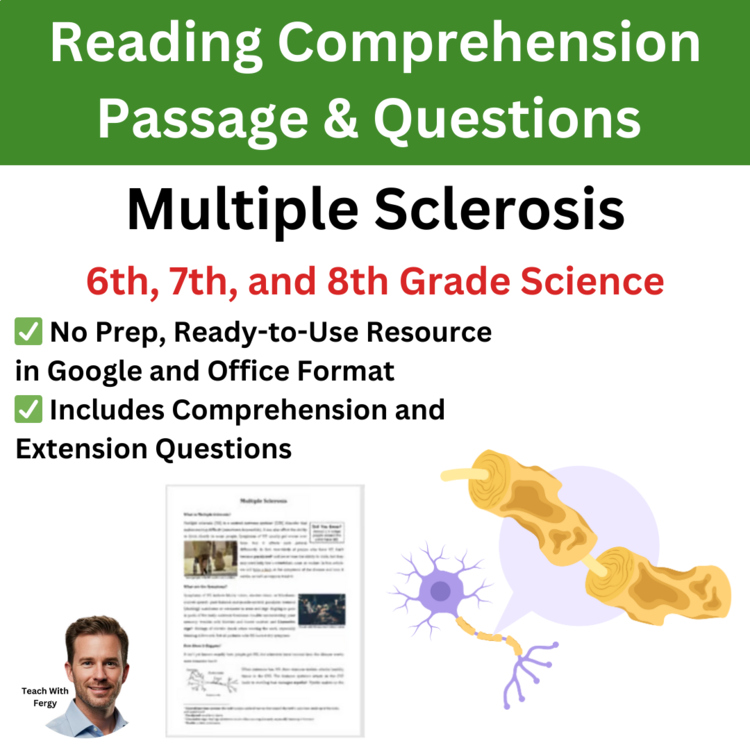 Multiple Sclerosis Reading Comprehension Passage & Questions | 6th, 7th, 8th