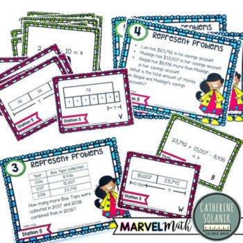 4th Grade STAAR Math Review * Fun STAAR Stations, image 3