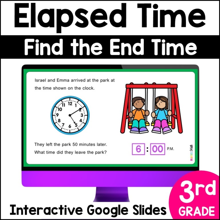 3rd Grade Elapsed Time Number Line - Problems that Measure Time Intervals