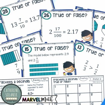 4th Grade STAAR STATION 2: FRACTIONS & DECIMALS TEKS 4.2G 4.3D Math Center, image 2
