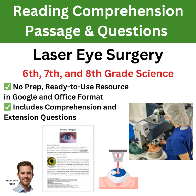 Laser Eye Surgery Reading Comprehension Passage & Questions | 6th, 7th, 8th