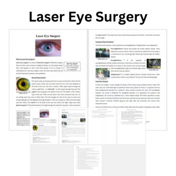 Laser Eye Surgery Reading Comprehension Passage & Questions | 6th, 7th, 8th, image 2