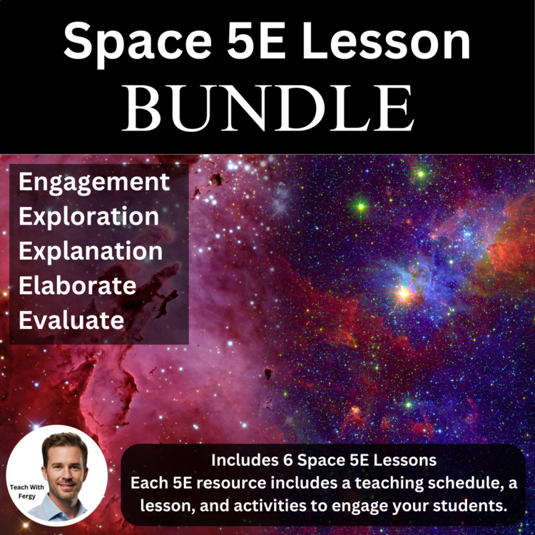 Space 5E Bundle - 6, 5E Lessons | Eclipse, Sun Earth Moon | 6th, 7th, 8th Grade