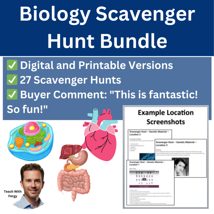 Biology Scavenger Hunt Bundle 27 Digital Science Activity | Cells, Body Systems