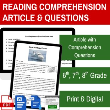 How Do Ships Float? Reading & Questions | 6th, 7th, 8th | Buoyancy, Density, image 2