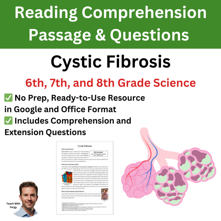 Cystic Fibrosis Reading Comprehension Passage & Questions | 6th, 7th, 8th Grade