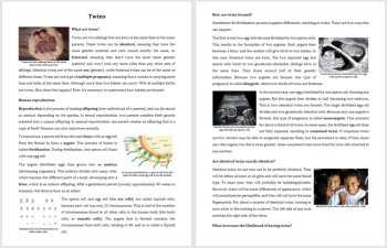 Twins - Identical and Fraternal Reading Comprehension Article - Grade 8 and Up, image 2