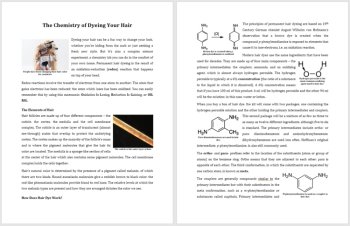 Chemistry of Dyeing Hair High School Reading Article | How does hair dye work?, image 2