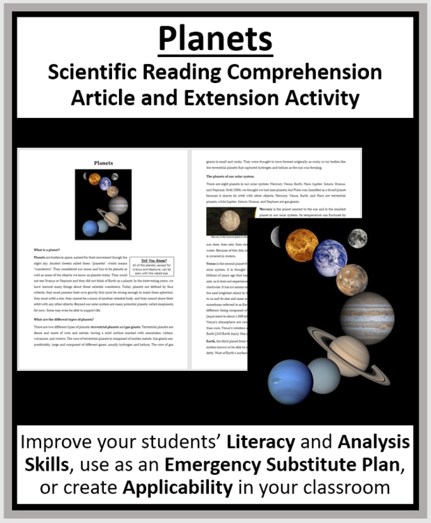 Planets Reading Comprehension Passage and Questions | Grade 8 and Up