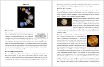 Planets Reading Comprehension Passage and Questions | Grade 8 and Up, image 2