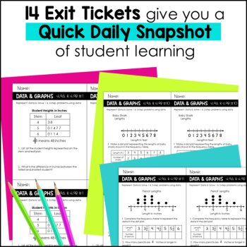 4th Grade TEKS Data & Graphs: Dot Plot & Stem-and-Leaf Plot Exit Slips, image 2