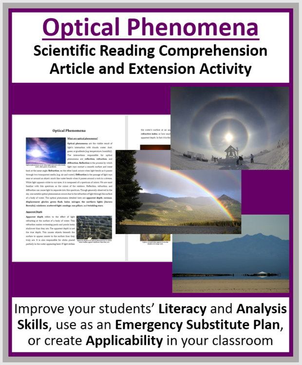 Optical Phenomena Reading Comprehension Passage and Questions | Grade 8 and Up