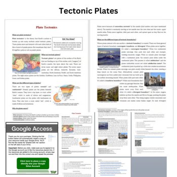 Tectonic Plates Species Reading Comprehension Passage & Questions 6th, 7th, 8th, image 2
