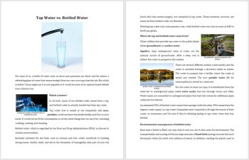 Tap vs Bottled Water - Science Reading Article - Grade 8 and Up | Worksheet, image 2