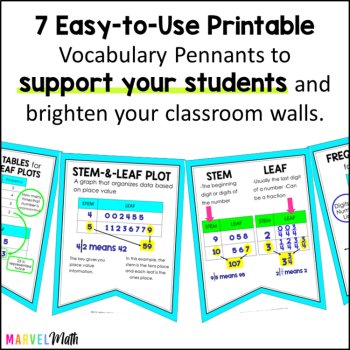 Data & Graphs Vocabulary Bunting for 4th Grade by Marvel Math, image 3