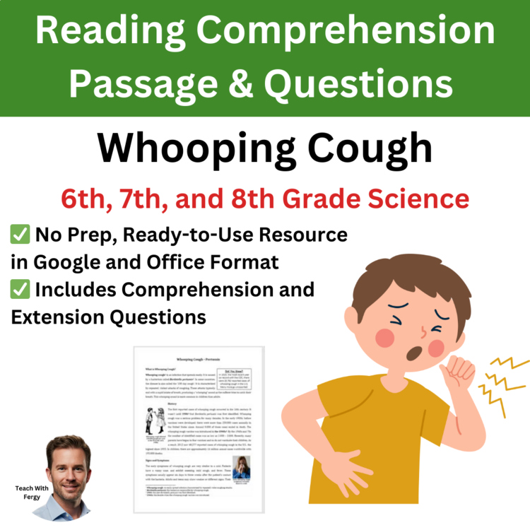 Whooping Cough Reading Comprehension Passage & Questions | 6th, 7th, 8th
