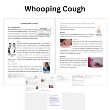 Whooping Cough Reading Comprehension Passage & Questions | 6th, 7th, 8th, image 2
