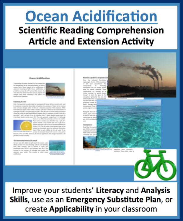Ocean Acidification Reading Comprehension Passage and Questions - Grade 8 and Up