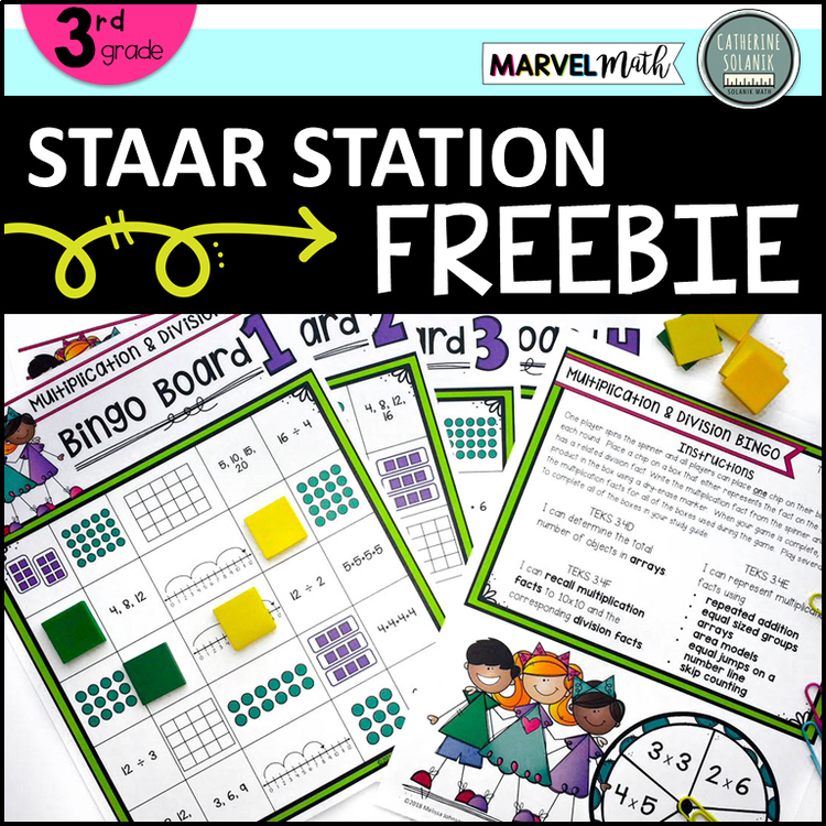 3rd STAAR Station FREEBIE Multiplication and Division Bingo
