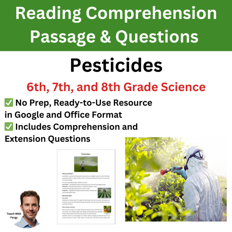 Pesticides Reading Comprehension Passage & Questions | 6th, 7th, 8th Grade