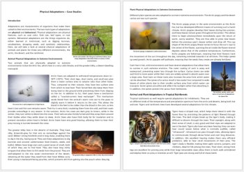 Physical Adaptations Reading Comprehension Passage & Questions | Grade 8 and Up, image 2