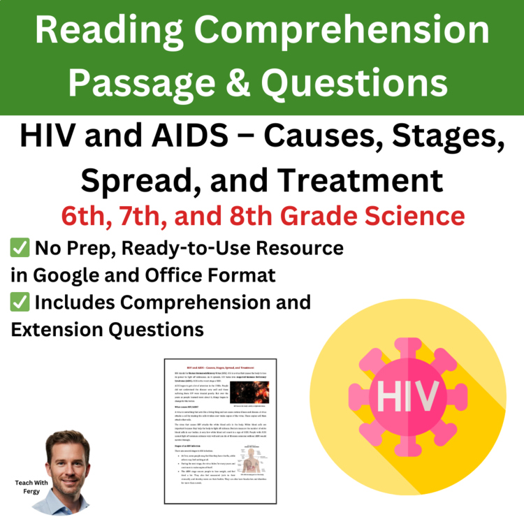 HIV and AIDS - Reading Comprehension Passage & Questions | 6th, 7th, 8th