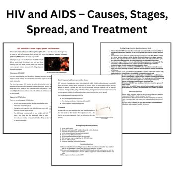 HIV and AIDS - Reading Comprehension Passage & Questions | 6th, 7th, 8th, image 2