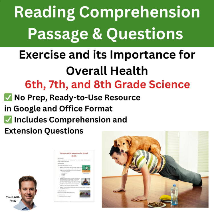 Exercise and Health Reading Comprehension Passage and Questions | 6th, 7th, 8th