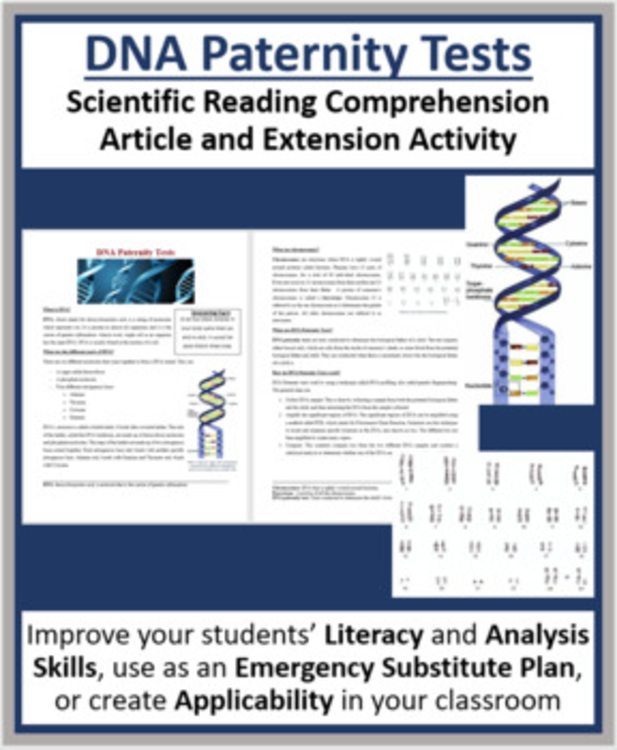 DNA Paternity Tests Reading Comprehension Passage | Chromosomes | Grade 8 & Up