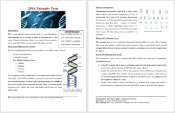 DNA Paternity Tests Reading Comprehension Passage | Chromosomes | Grade 8 & Up, image 2