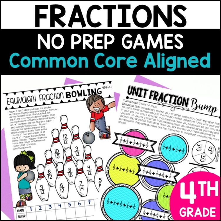4th Grade No Prep Games for all Common Core Fraction Standards