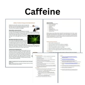 Caffeine Reading Comprehension Passage and Questions | 6th, 7th, 8th Grade, image 2