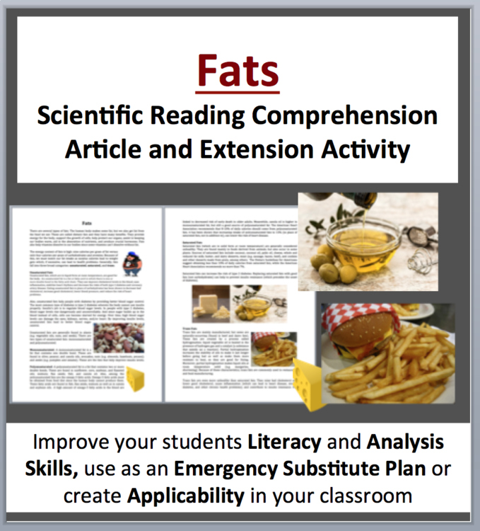 Fats and Lipids Reading Comprehension Passage and Questions | Grade 8 & Up