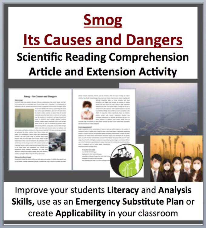 Smog - Its Causes and Dangers Reading Comprehension | Grade 8 and Up