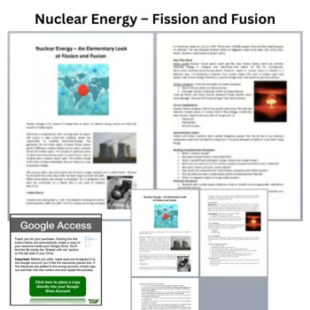 Nuclear Energy – Fission and Fusion Reading Comprehension & Questions 6, 7, 8th, image 2