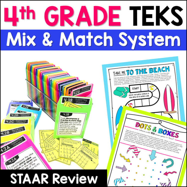 4th Grade STAAR Review Math TEKS - Games, Assessments, STAAR Practice