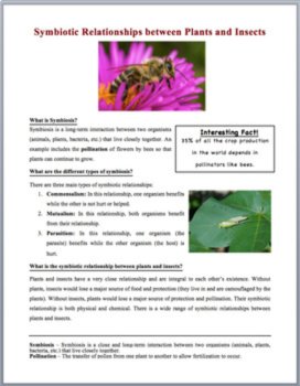 Symbiotic Relationships Between Plants and Insects - Science Reading Article, image 2