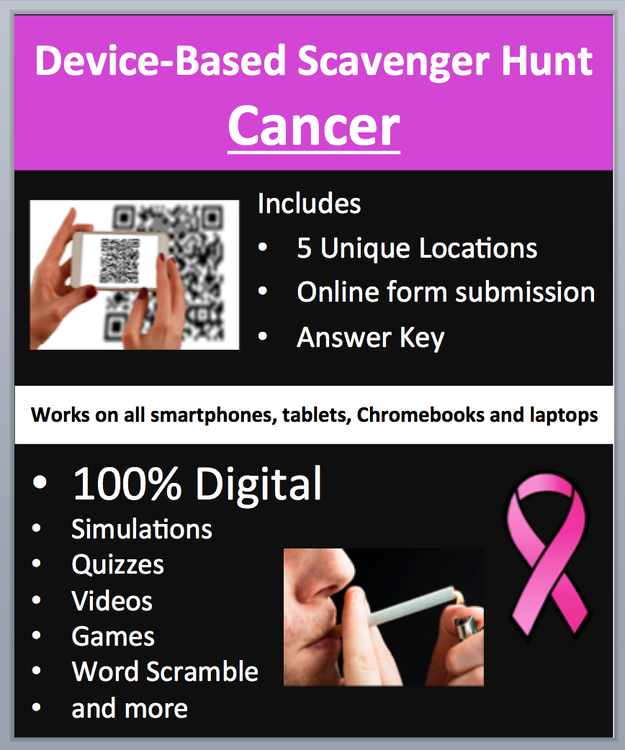 Cancer – Device-Based Scavenger Hunt Activity | Smoking, Carcinogens, Mutations