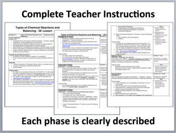 Types of Chemical Reactions and Balancing - Complete 5E Lesson Bundle, image 2